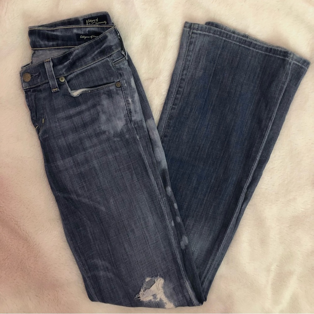 Citizens Of Humanity Distressed Flare Blue Jeans